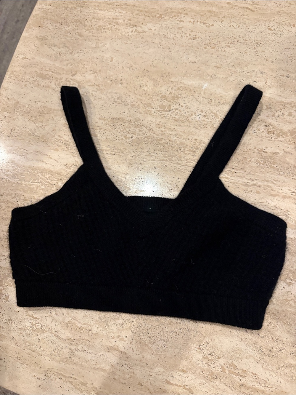 Cashmere Plush Waffle V-Neck Bra